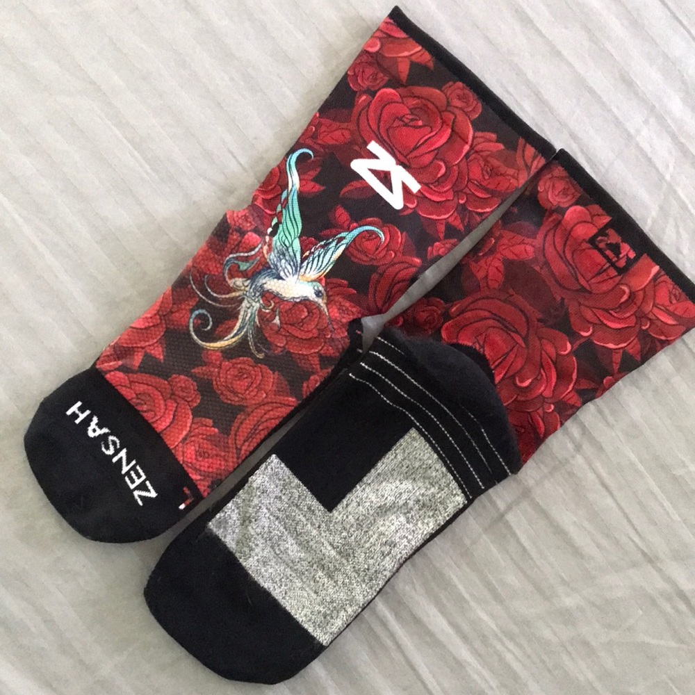 Like New Zensah Crew Athletic Socks Hummingbirds